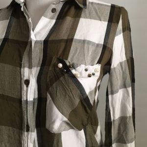 Zara Basic Pearl Embellished Flannel